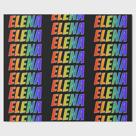 Regenboog voornaam "ELENA"; Leuk & Kleurrijk Cadeaupapier (Vlak)