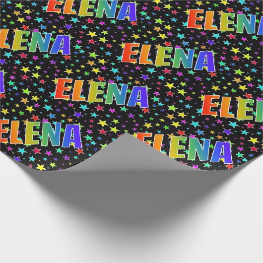 Regenboog voornaam "ELENA" + sterren Cadeaupapier (Hoek)
