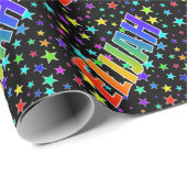 Regenboog Voornaam "ELIA" + sterren Cadeaupapier (Rol Hoek)