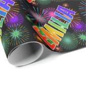 Regenboog Voornaam "EMILIA" + Vuurwerk Cadeaupapier (Rol Hoek)