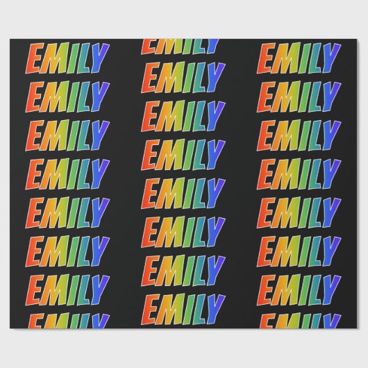 Regenboog voornaam "EMILY"; Leuk & Kleurrijk Cadeaupapier (Vlak)