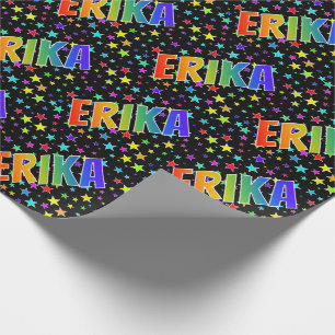 Regenboog Voornaam "ERIKA" + Sterren Cadeaupapier