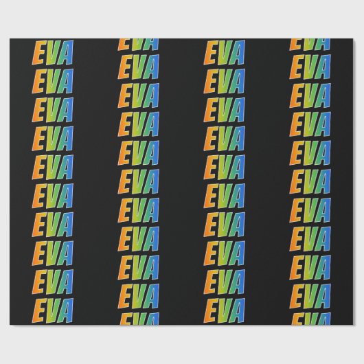Regenboog Voornaam "EVA"; Leuk & Kleurrijk Cadeaupapier (Vlak)