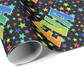 Regenboog Voornaam "EVA" + Sterren Cadeaupapier (Rol Hoek)