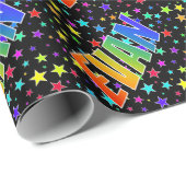 Regenboog voornaam "EVAN" + sterren Cadeaupapier (Rol Hoek)
