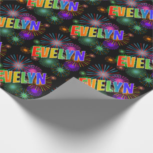 Regenboog Voornaam "EVELYN" + Vuurwerk Cadeaupapier