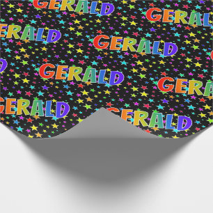 Regenboog Voornaam "GERALD" + Sterren Cadeaupapier