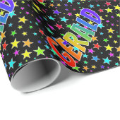 Regenboog Voornaam "GERALD" + Sterren Cadeaupapier (Rol Hoek)