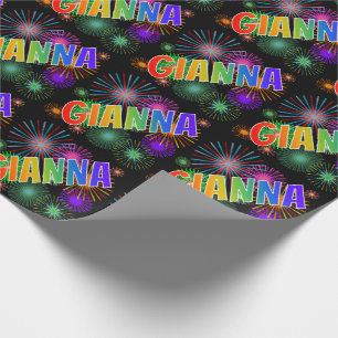 Regenboog voornaam "GIANNA" + vuurwerk Cadeaupapier