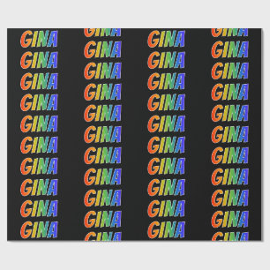 Regenboog Voornaam "GINA"; Leuk & Kleurrijk Cadeaupapier