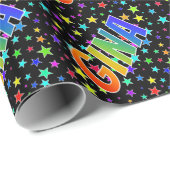 Regenboog voornaam "GINA" + sterren Cadeaupapier (Rol Hoek)