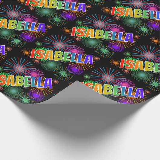 Regenboog voornaam "ISABELLA" + vuurwerk Cadeaupapier (Hoek)