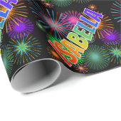 Regenboog voornaam "ISABELLA" + vuurwerk Cadeaupapier (Rol Hoek)