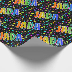 Regenboog Voornaam "JADA" + Sterren Cadeaupapier