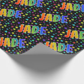 Regenboog voornaam "JADE" + Sterren Cadeaupapier (Hoek)