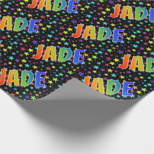 Regenboog voornaam "JADE" + Sterren Cadeaupapier