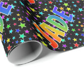 Regenboog voornaam "JADE" + Sterren Cadeaupapier (Rol Hoek)