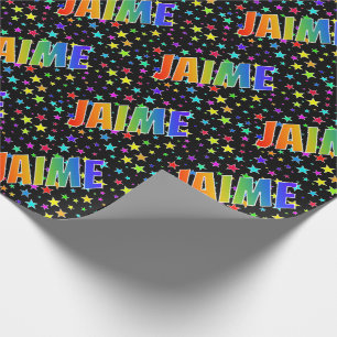 Regenboog voornaam "JAIME" + Sterren Cadeaupapier