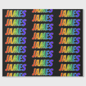 Regenboog voornaam "JAMES"; Leuk & Kleurrijk Cadeaupapier (Vlak)