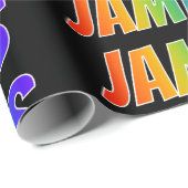 Regenboog voornaam "JAMES"; Leuk & Kleurrijk Cadeaupapier (Rol Hoek)