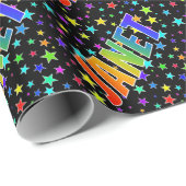 Regenboog voornaam "JANET" + sterren Cadeaupapier (Rol Hoek)