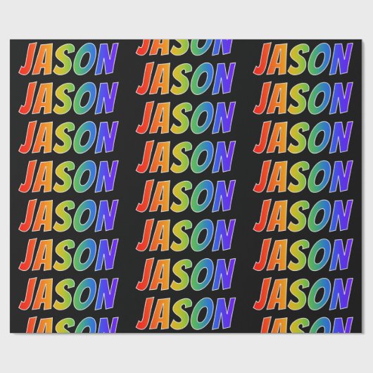 Regenboog voornaam "JASON"; Leuk & Kleurrijk Cadeaupapier (Vlak)