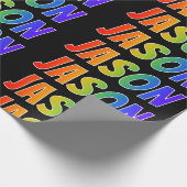 Regenboog voornaam "JASON"; Leuk & Kleurrijk Cadeaupapier (Hoek)