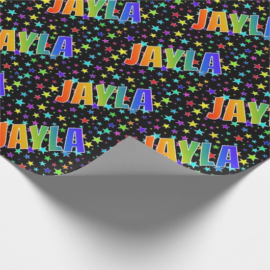 Regenboog voornaam "JAYLA" + sterren Cadeaupapier (Hoek)