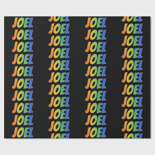 Regenboog voornaam "JOEL"; Leuk & Kleurrijk Cadeaupapier (Vlak)
