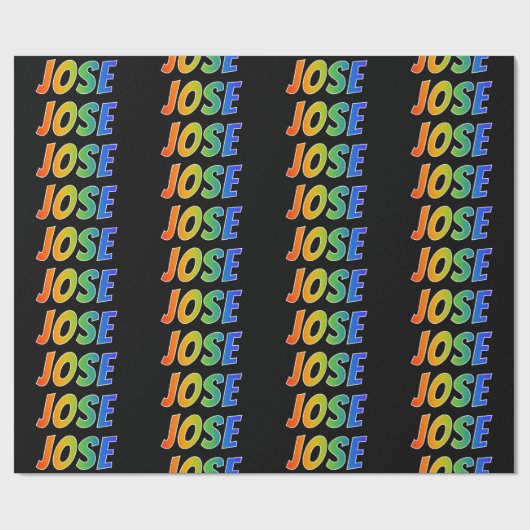 Regenboog voornaam "JOSE"; Leuk & Kleurrijk Cadeaupapier (Vlak)