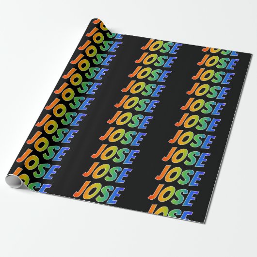 Regenboog voornaam "JOSE"; Leuk & Kleurrijk Cadeaupapier (Uitgerold)