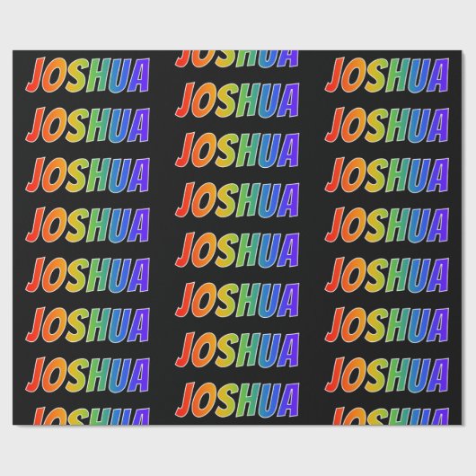 Regenboog Voornaam "JOSHUA"; Leuk & Kleurrijk Cadeaupapier (Vlak)