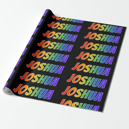 Regenboog Voornaam "JOSHUA"; Leuk & Kleurrijk Cadeaupapier (Uitgerold)