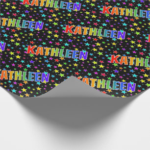 Regenboog Voornaam "KATHLEEN" + Sterren Cadeaupapier