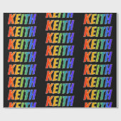 Regenboog voornaam "KEITH"; Leuk & Kleurrijk Cadeaupapier (Vlak)