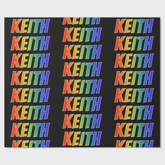 Regenboog voornaam "KEITH"; Leuk & Kleurrijk Cadeaupapier (Vlak)
