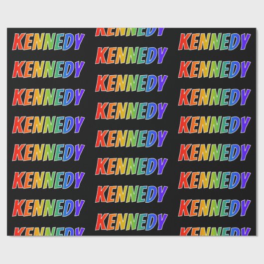 Regenboog Voornaam "KENNEDY"; Leuk & Kleurrijk Cadeaupapier (Vlak)