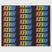 Regenboog voornaam "KEVIN"; Leuk & Kleurrijk Cadeaupapier (Vlak)