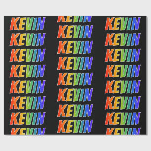 Regenboog voornaam "KEVIN"; Leuk & Kleurrijk Cadeaupapier