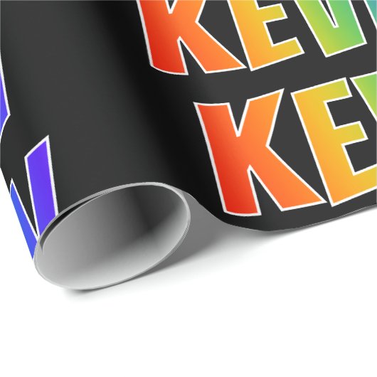 Regenboog voornaam "KEVIN"; Leuk & Kleurrijk Cadeaupapier (Rol Hoek)