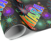 Regenboog Voornaam "KIARA" + Vuurwerk Cadeaupapier (Rol Hoek)