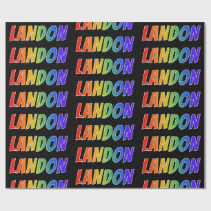 Regenboog Voornaam "LANDON"; Leuk & Kleurrijk Cadeaupapier