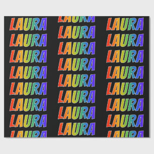Regenboog Voornaam "LAURA"; Leuk & Kleurrijk Cadeaupapier