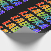 Regenboog Voornaam "LAURA"; Leuk & Kleurrijk Cadeaupapier (Hoek)