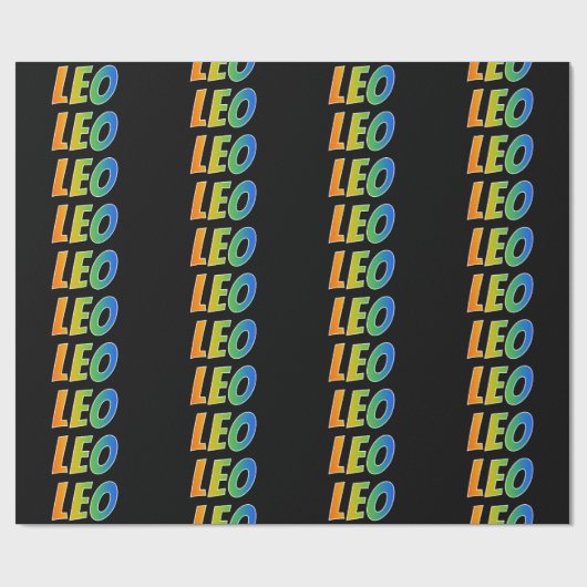 Regenboog Voornaam "LEO"; Leuk & Kleurrijk Cadeaupapier (Vlak)