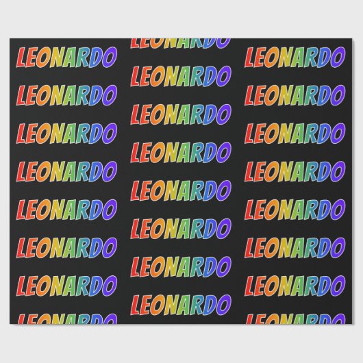 Regenboog voornaam "LEONARDO"; Leuk & Kleurrijk Cadeaupapier (Vlak)