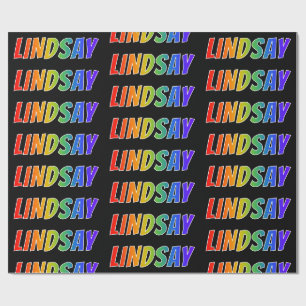 Regenboog Voornaam "LINDSAY"; Leuk & Kleurrijk Cadeaupapier