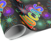 Regenboog voornaam "LUCAS" + vuurwerk Cadeaupapier (Rol Hoek)
