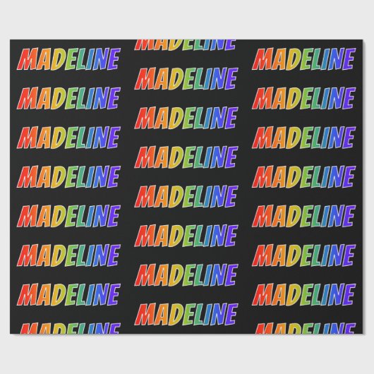 Regenboog voornaam "MADELINE"; Leuk & Kleurrijk Cadeaupapier (Vlak)