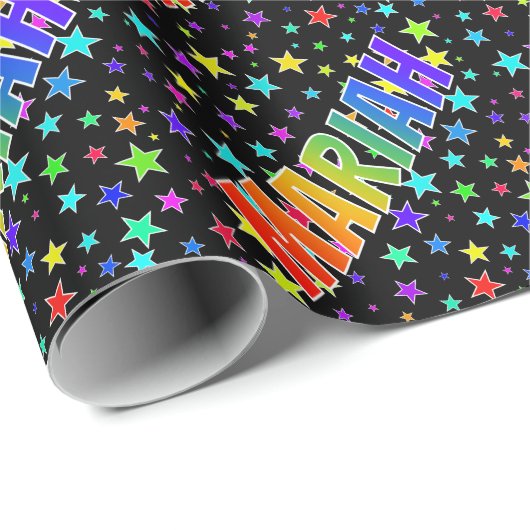 Regenboog Voornaam "MARIAH" + Sterren Cadeaupapier (Rol Hoek)